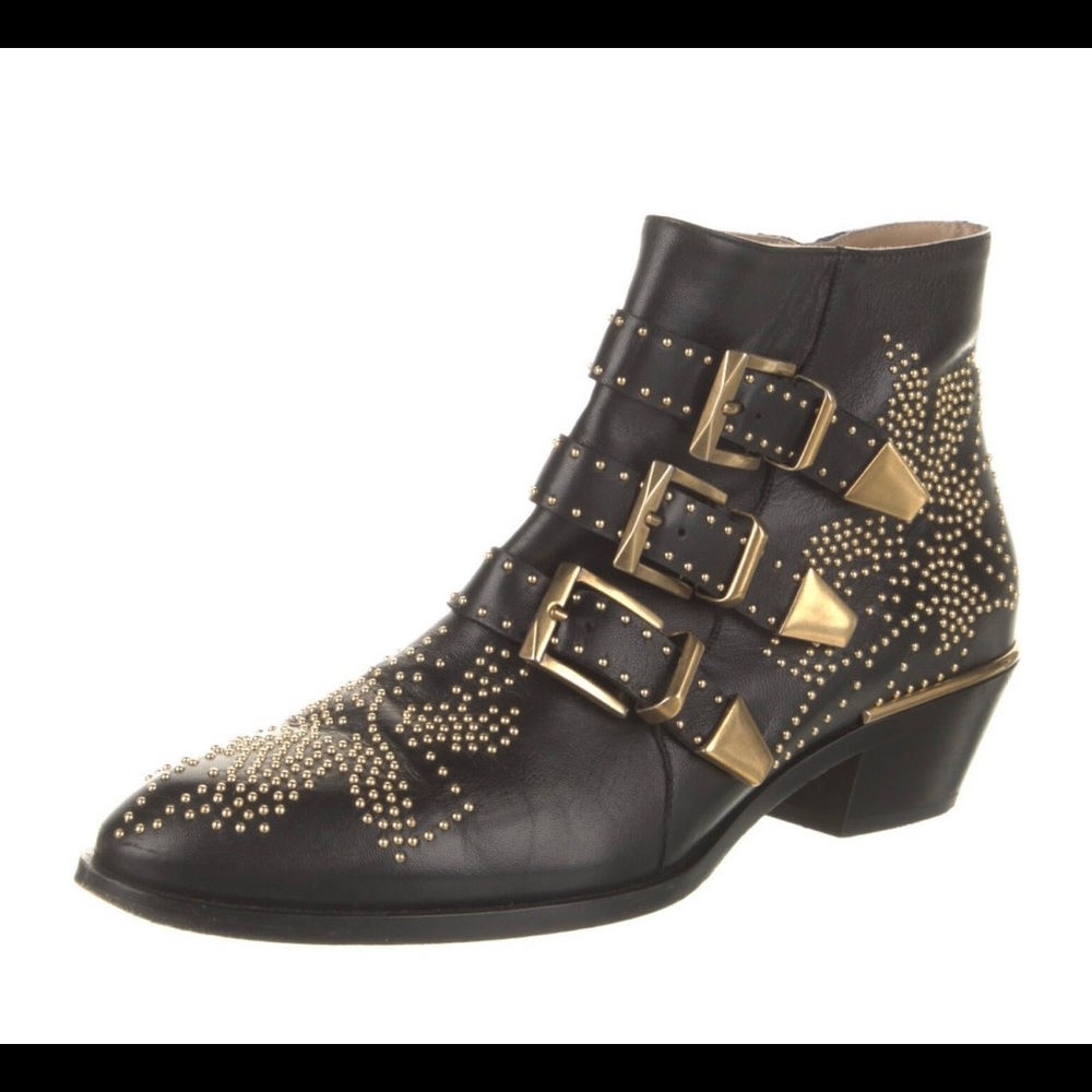 <SOLD> Chloe Susanna Stud Buckle Bootie in black leather size 8 - Picture 5 of 5